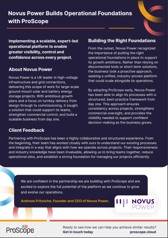 Novus Power Builds Operational Foundations with ProScope